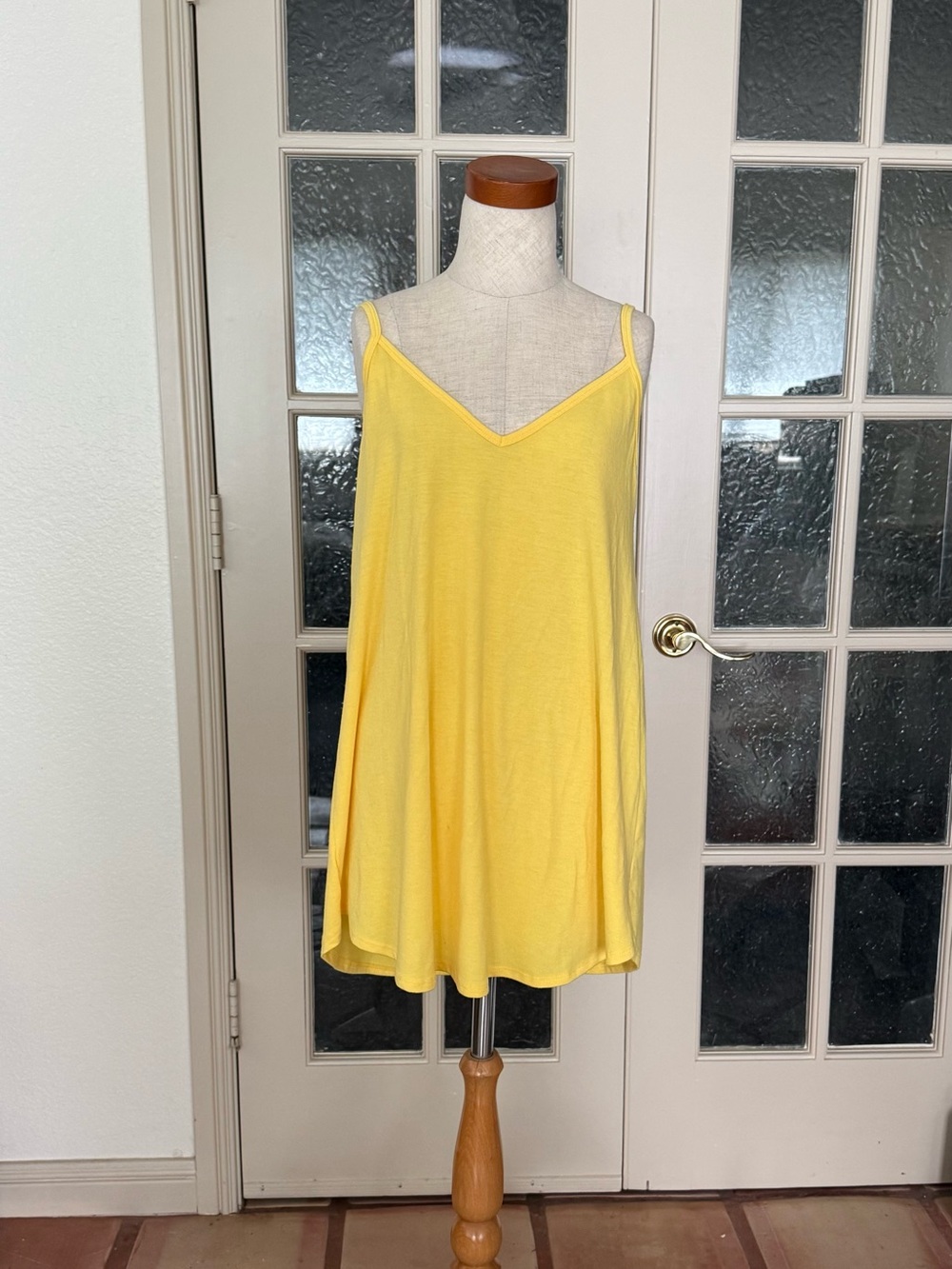 Women's Yellow V-Neck Spaghetti Strap Tank Top